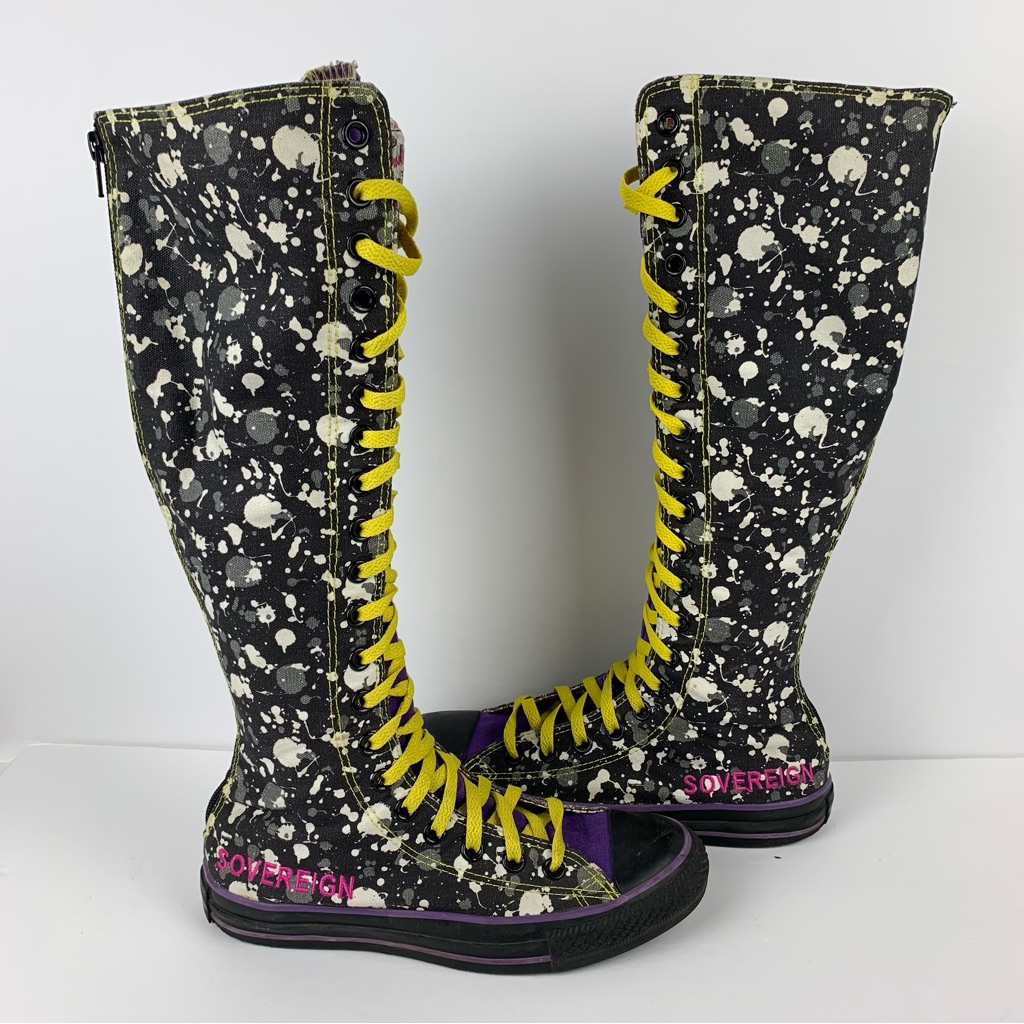 Rare Converse Sneakers Women’s 7 Men’s 5 Knee High All Star Academia Goth Emoji